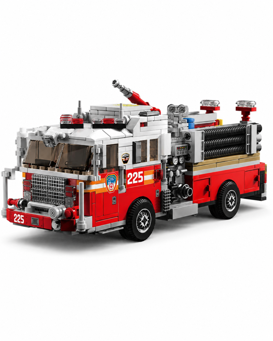 Ladder Fire Truck Building Set, Compatible with Lego City Fire Engine Toy with Detachable Telescopic Ladder & Rotatable Water Gun, STEM Educational Rescue Vehicle Gift for Boys Kids Age 14+(1052PCS)